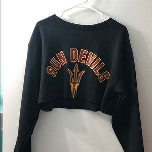 Arizona state black long sleeve crop top